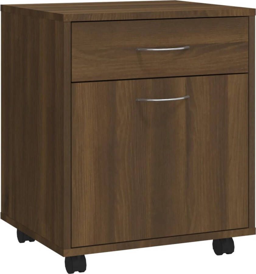 VidaXL Rolkast Bruin Eiken 45x38x54 cm Verrijdbare Kast Rollaars Opbergkast Kastje Houten Kast Bruine Kast Bureau Accessoires Dossierkast