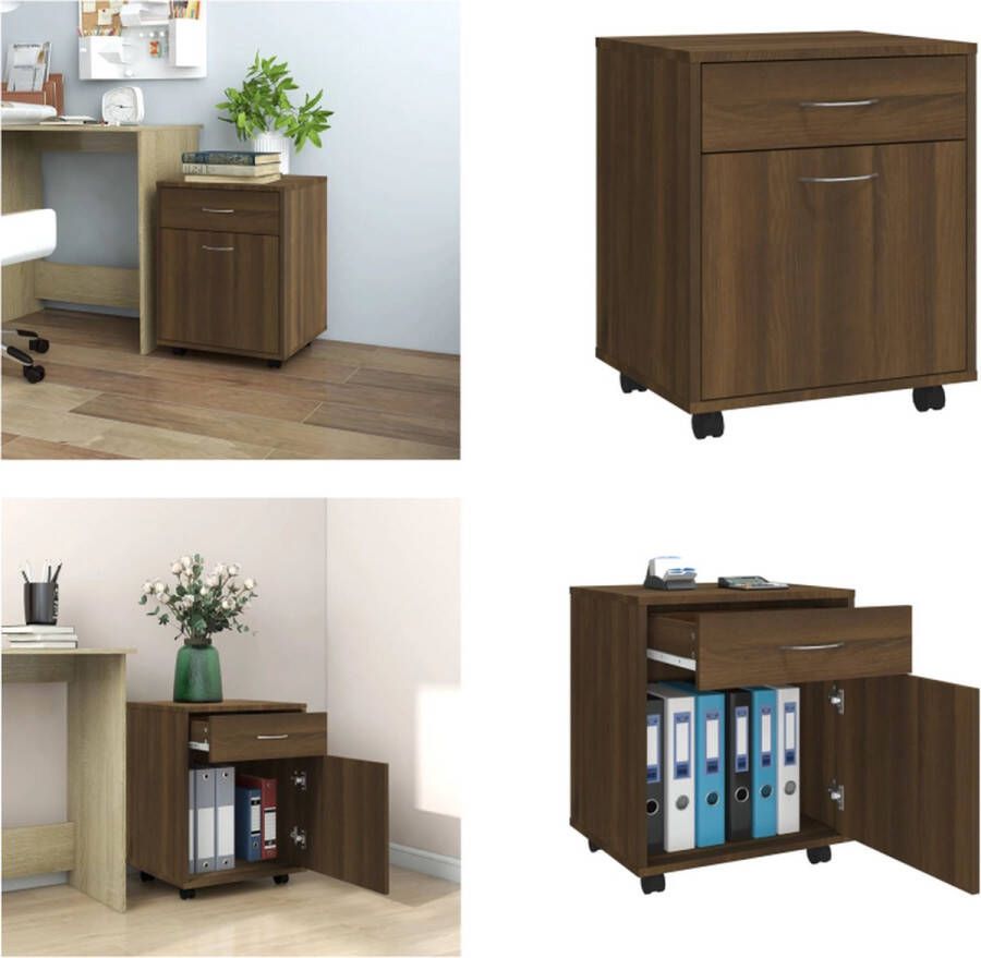 VidaXL Kast verrijdbaar 45x38x54 cm bewerkt hout bruineikenkleurig Verrijdbare Kast Verrijdbare Kasten Dossierkast Documentenkast