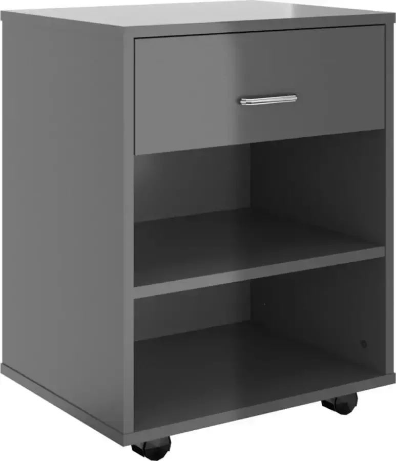 VIDAXL Kast verrijdbaar 46x36x59 cm spaanplaat hoogglans grijs - Foto 2