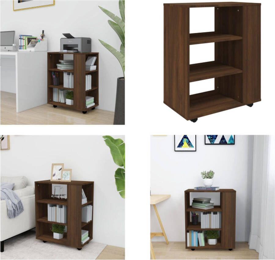 VidaXL Kast verrijdbaar 60x35x75 cm bewerkt hout bruineikenkleurig Verrijdbare Kast Verrijdbare Kasten Dossierkast Documentenkast