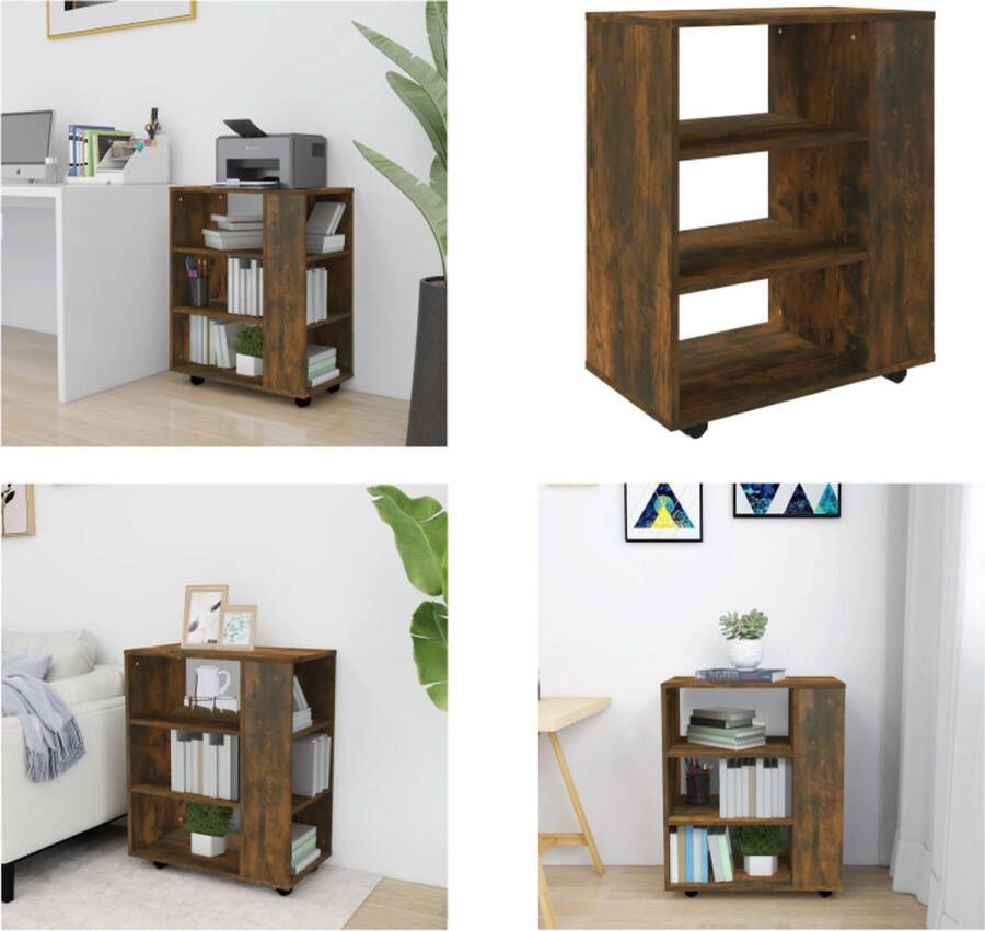 VidaXL Kast verrijdbaar 60x35x75 cm bewerkt hout gerookt eikenkleurig Verrijdbare Kast Verrijdbare Kasten Dossierkast Documentenkast