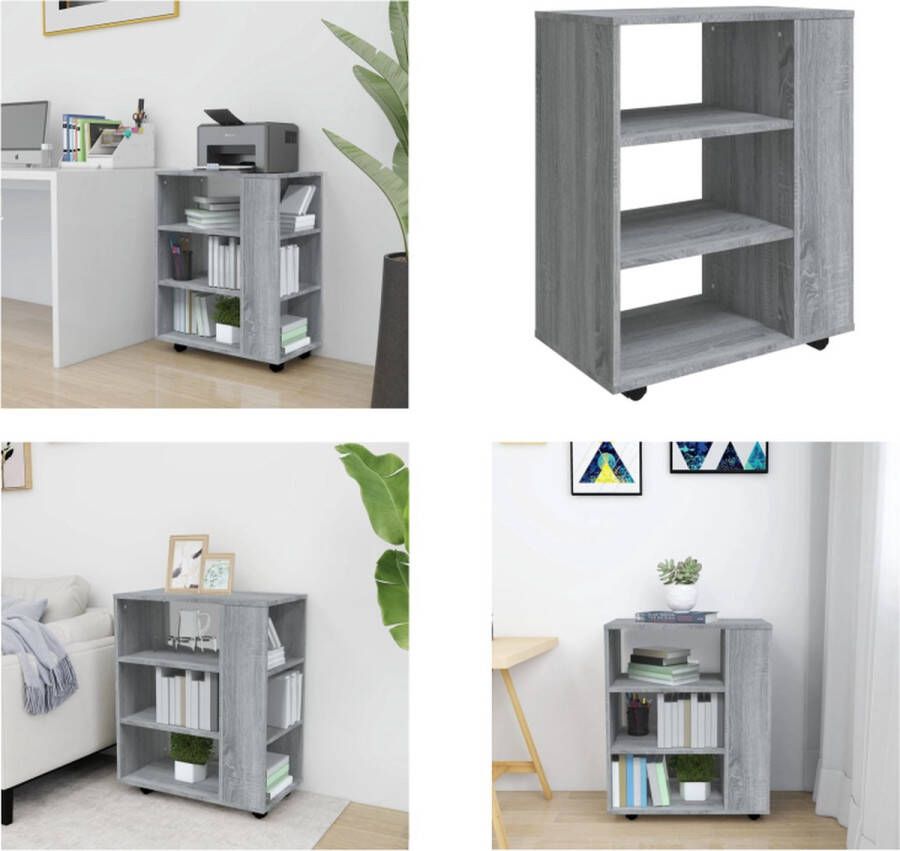 vidaXL Kast verrijdbaar 60x35x75 cm bewerkt hout grijs sonoma eiken Verrijdbare Kast Verrijdbare Kasten Dossierkast Documentenkast