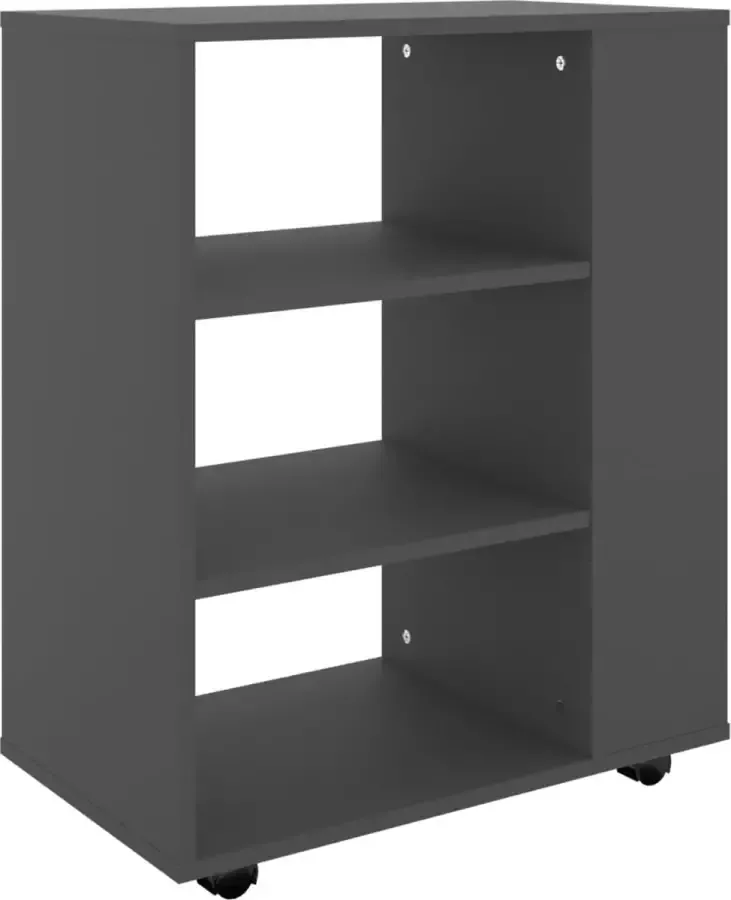 VIDAXL Kast verrijdbaar 60x35x75 cm spaanplaat grijs - Foto 2