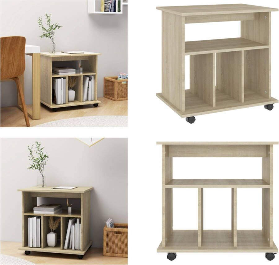 VidaXL Kast verrijdbaar 60x45x60 cm spaanplaat sonoma eikenkleurig Opbergkast Opbergkasten Rolbare Kantoorkast Rolbare Kantoorkasten