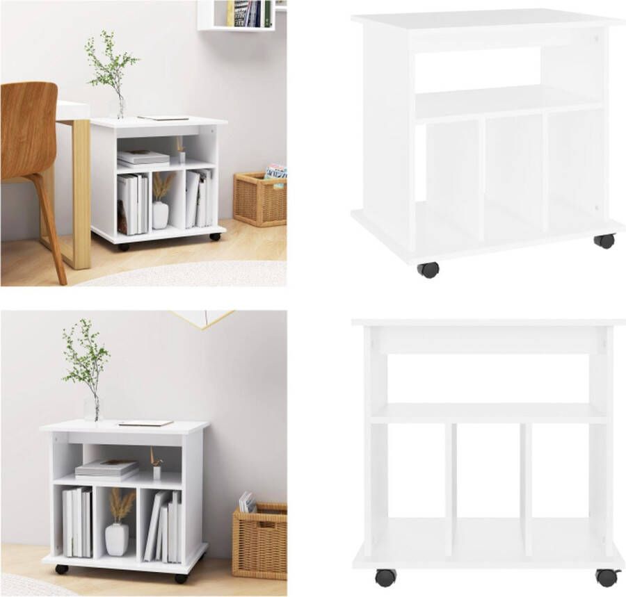 VidaXL Kast verrijdbaar 60x45x60 cm spaanplaat wit Opbergkast Opbergkasten Rolbare Kantoorkast Rolbare Kantoorkasten
