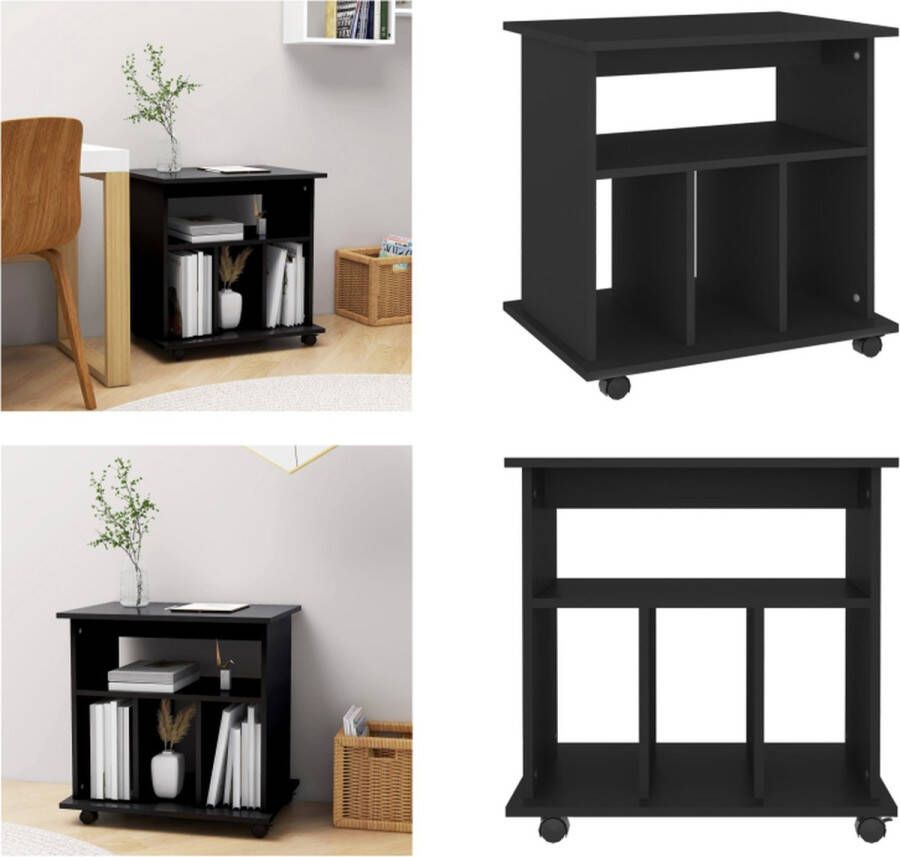 VidaXL Kast verrijdbaar 60x45x60 cm spaanplaat zwart Opbergkast Opbergkasten Rolbare Kantoorkast Rolbare Kantoorkasten