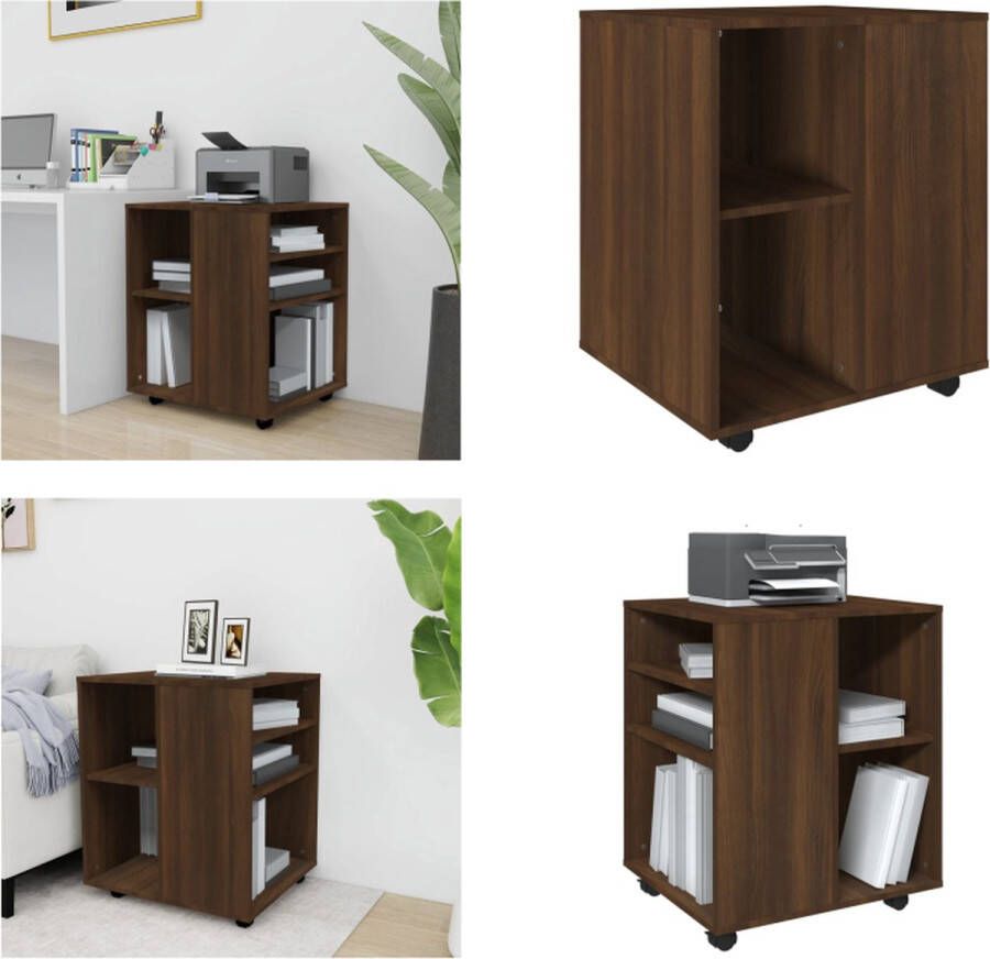 VidaXL Kast verrijdbaar 60x53x72 cm bewerkt hout bruineikenkleurig Verrijdbare Kast Verrijdbare Kasten Dossierkast Documentenkast