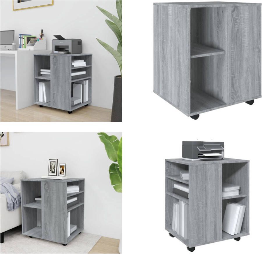 VidaXL Kast verrijdbaar 60x53x72 cm bewerkt hout grijs sonoma eiken Verrijdbare Kast Verrijdbare Kasten Dossierkast Documentenkast