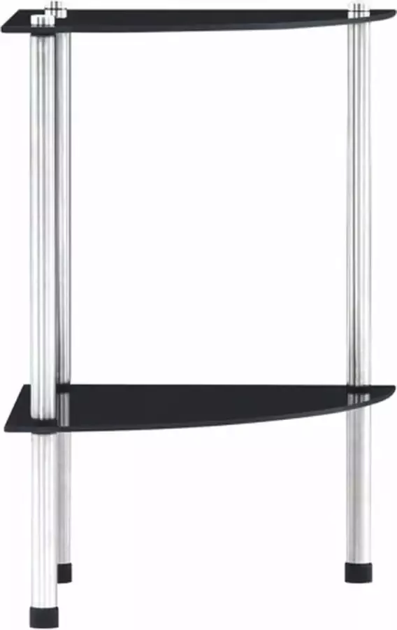 VidaXL Kastje 2-laags 30x30x47 cm gehard glas zwart