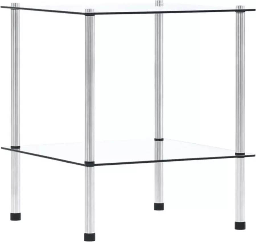 VidaXL -Kastje-2-laags-40x40x47-cm-gehard-glas-transparant - Foto 2
