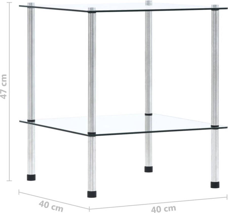 VidaXL -Kastje-2-laags-40x40x47-cm-gehard-glas-transparant