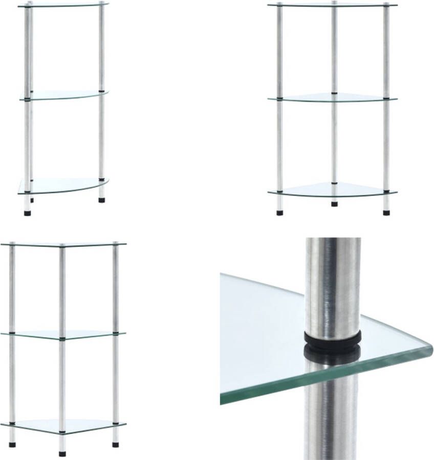 VidaXL Kastje 3-laags 30x30x67 cm gehard glas transparant Kastje Kastjes Boekenkast Boekenkasten