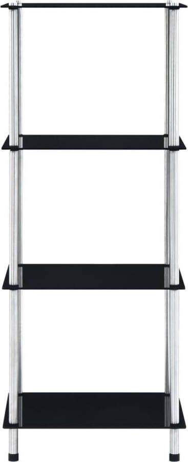 VidaXL Kastje 4-Lagen Zwart Gehard Glas Vitrinekast Glazen Kast Displaykast Boekenkast Decoratieve Kast Opslagkast Zwarte Kast Moderne Kast Minimalistische Kast - Foto 2