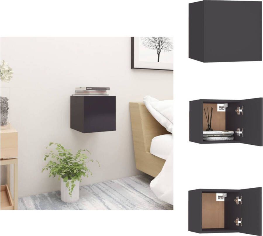 VidaXL Nachtkastje Nachtkastjes Houten Nachtkastje Houten Nachtkastjes Nachtkastje 30 5x30x30 cm spaanplaat grijs - Foto 2