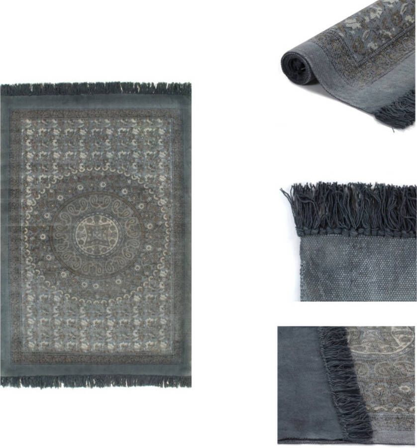 VidaXL Kelim Tapijt Grijs 120 x 180 cm Handgemaakt Vintage uitstraling Vloerkleed