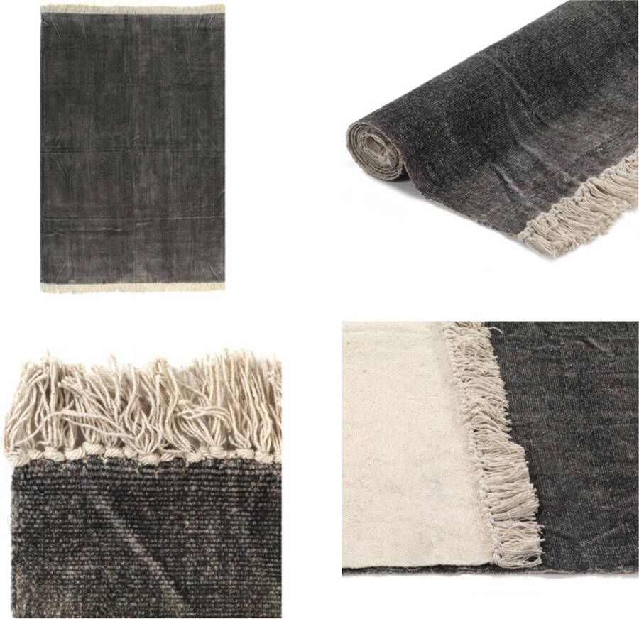 VidaXL Kelim vloerkleed 120x180 cm katoen antraciet Tapijt Tapijten Kleed Kleden