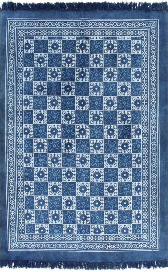 VidaXL -Kelim-vloerkleed-met-patroon-120x180-cm-katoen-blauw - Foto 3