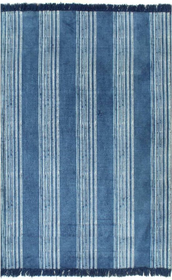 VidaXL -Kelim-vloerkleed-met-patroon-120x180-cm-katoen-blauw - Foto 4