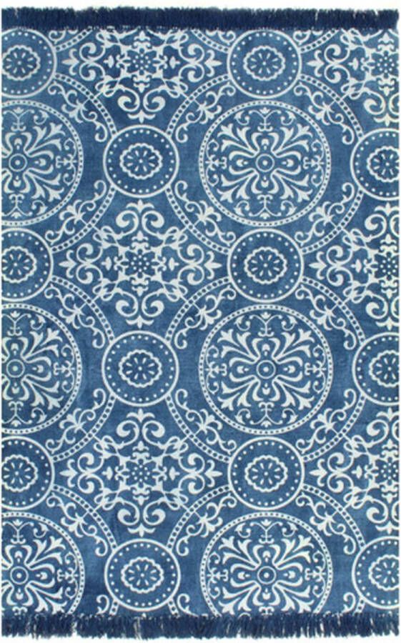 vidaXL -Kelim-vloerkleed-met-patroon-120x180-cm-katoen-blauw