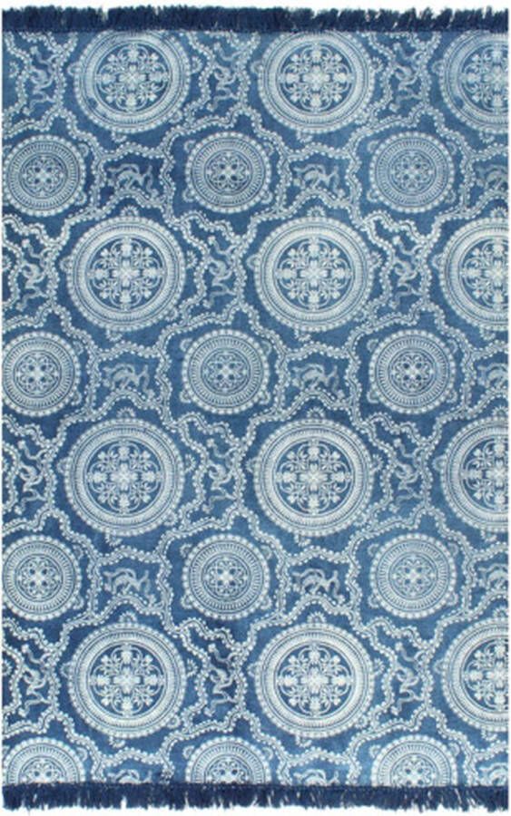 VidaXL -Kelim-vloerkleed-met-patroon-120x180-cm-katoen-blauw - Foto 2