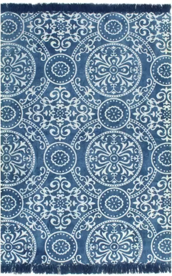 VidaXL -Kelim-vloerkleed-met-patroon-120x180-cm-katoen-blauw - Foto 5