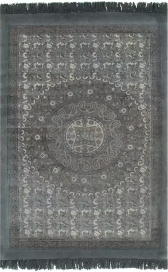 vidaXL Kelim vloerkleed met patroon 120x180 cm katoen grijs