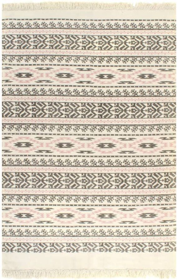 VidaXL -Kelim-vloerkleed-met-patroon-120x180-cm-katoen-grijs roze