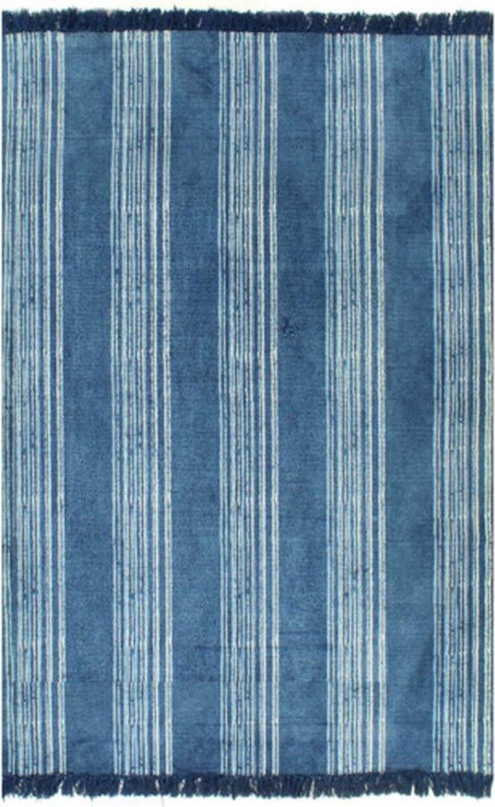 vidaXL Kelim vloerkleed met patroon 160x230 cm katoen blauw