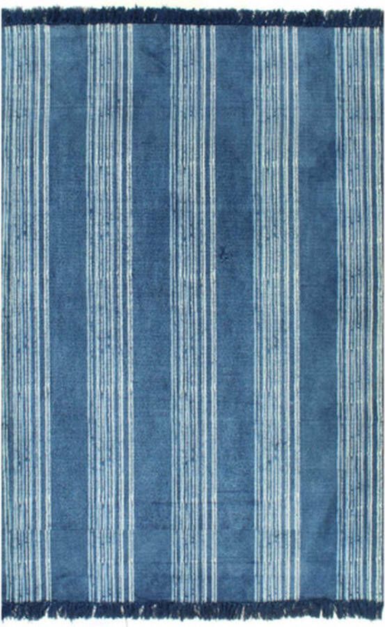 VidaXL -Kelim-vloerkleed-met-patroon-160x230-cm-katoen-blauw