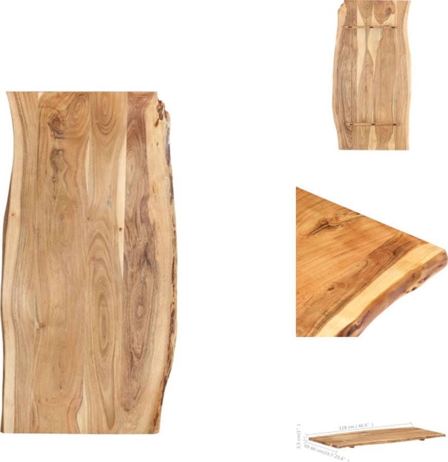 VidaXL Tafelblad Tafelbladen Tafel Blad Tafel Bladen Tafelblad 118x(50-60)x2 5 cm massief acaciahout