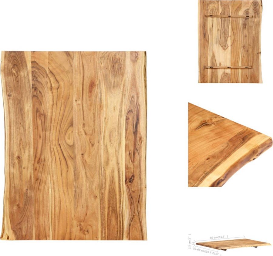 VidaXL Tafelblad Tafelbladen Tafel Blad Tafel Bladen Tafelblad 80x(50-60)x2 5 cm massief acaciahout - Foto 2