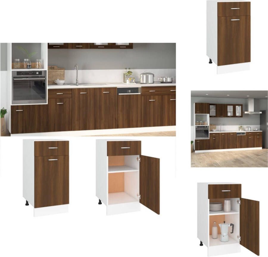 VidaXL Ladekast Ladekasten Onderkast Onderladekast Onderkast met lade 40x46x81 5 cm bewerkt hout bruin eikenkleur - Foto 2