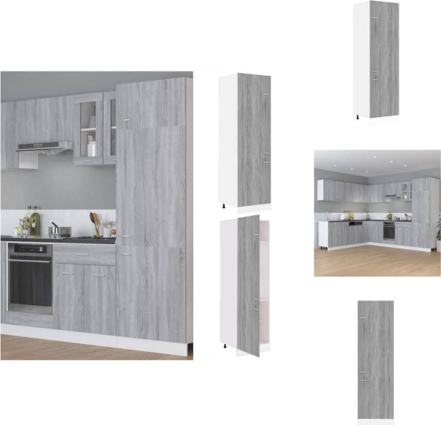 VidaXL Keukenkast Keukenkasten Keukenkastje Kastje Koelkastkast 60x57x207 cm bewerkt hout grijs sonoma eikenkleur - Foto 2