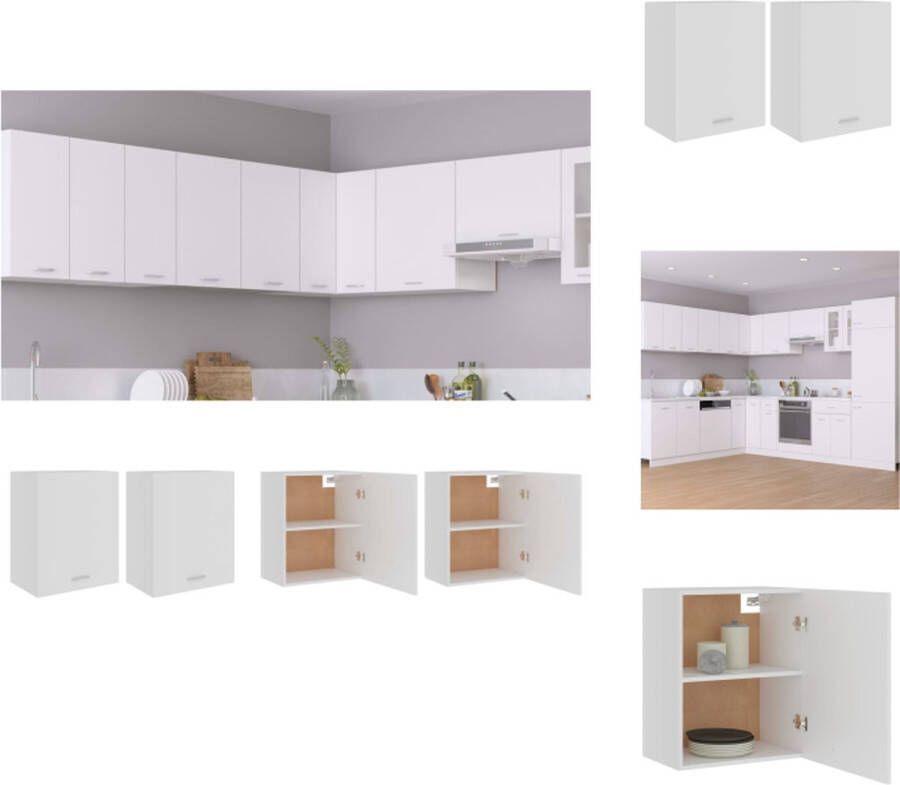 VidaXL Hangkast Hangkasten Hangende Kast Hangende Kasten Hangkasten Lyon 2 st 50x31x60 cm bewerkt hout wit - Foto 2