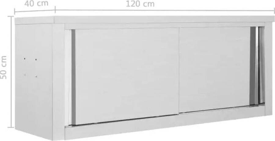 VidaXL Kitchen Wall Cabinet with Sliding Doors 47.2x15.7x19.7 Stainless Steel - Foto 1