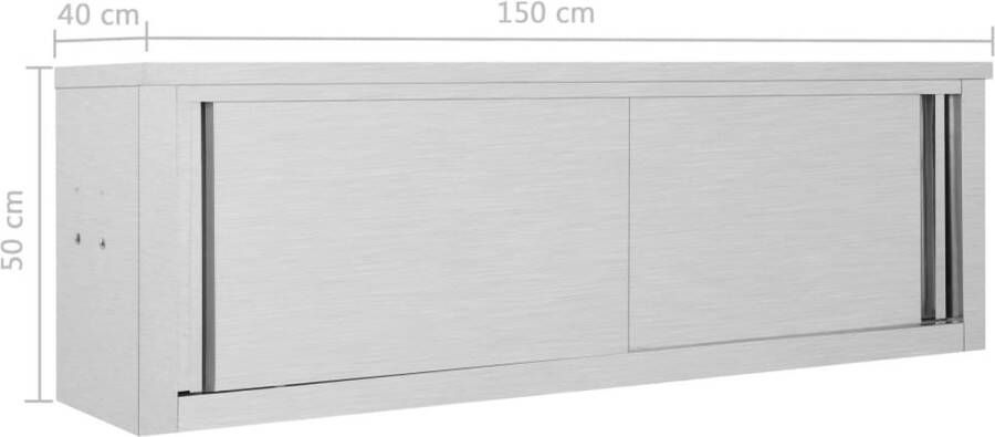 VidaXL Kitchen Wall Cabinet with Sliding Doors 59.1x15.7x19.7 Stainless Steel