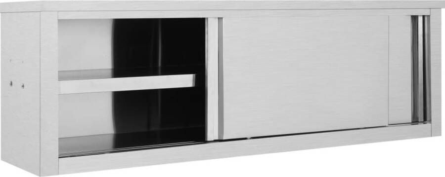 VidaXL Kitchen Wall Cabinet with Sliding Doors 59.1x15.7x19.7 Stainless Steel - Foto 2