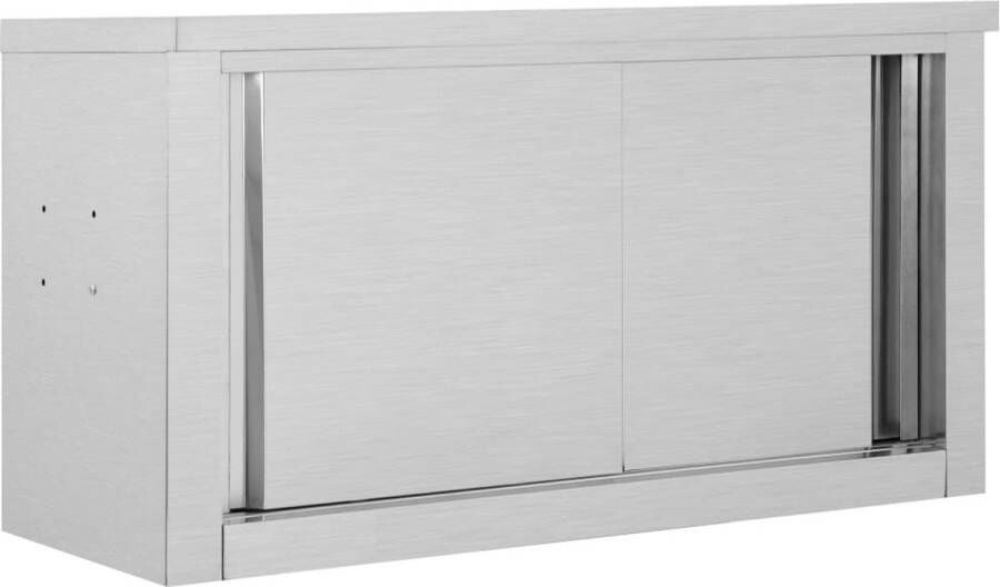 VidaXL Kitchen Wall Cabinet with Sliding Doors 35.4x15.7x19.7 Stainless Steel