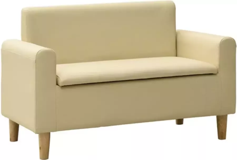 VidaXL Kinderbank 2-zits kunstleer crèmewit