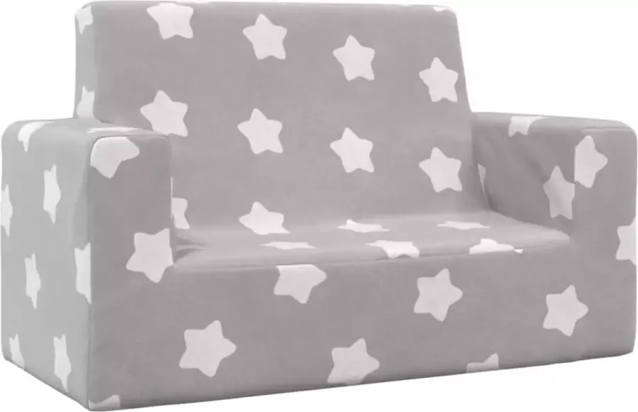 VidaXL Kinderbank 2-zits met sterren zacht pluche lichtgrijs - Foto 4