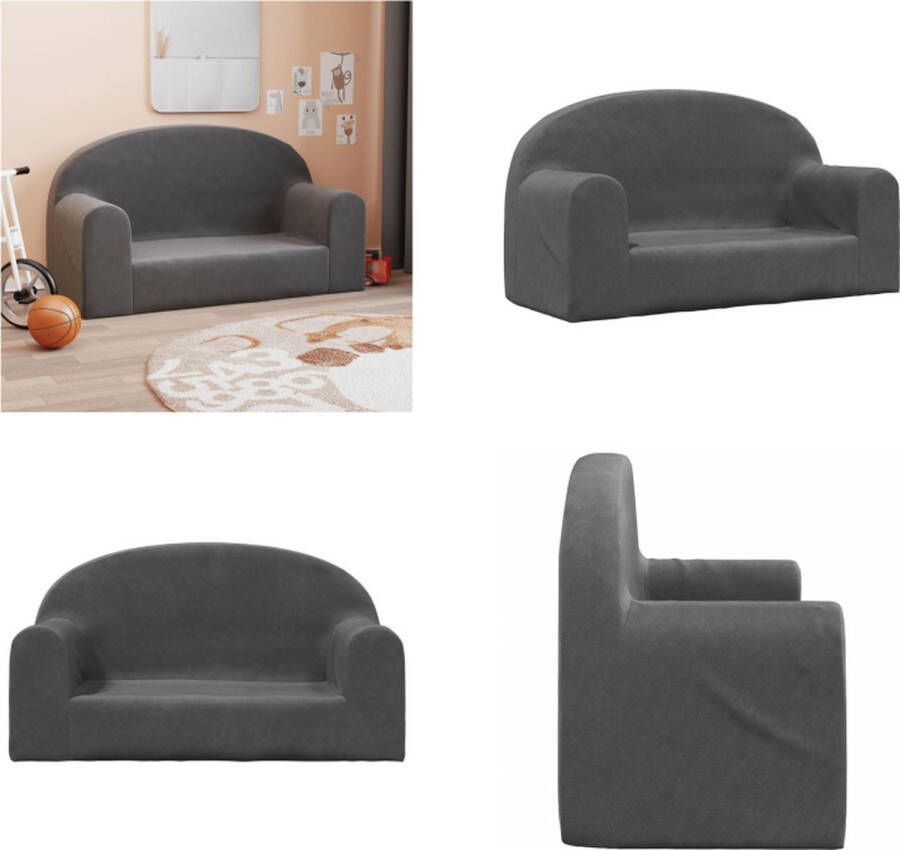 VidaXL Kinderbank 2-zits zacht pluche antraciet Kinderbank Kinderbanken Kinder Bank Kinderbankje