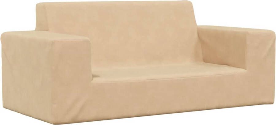 VidaXL Kinderbank 2-zits zacht pluche crèmekleurig - Foto 2