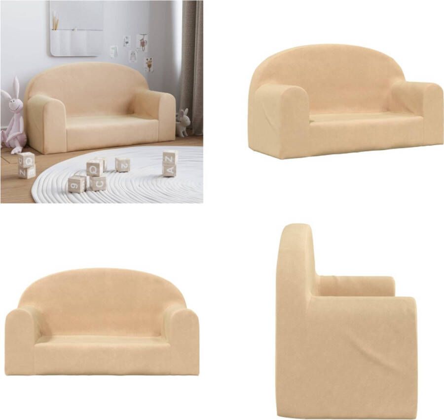 VidaXL Kinderbank 2-zits zacht pluche crèmekleurig Kinderbank Kinderbanken Kinder Bank Kinderbankje