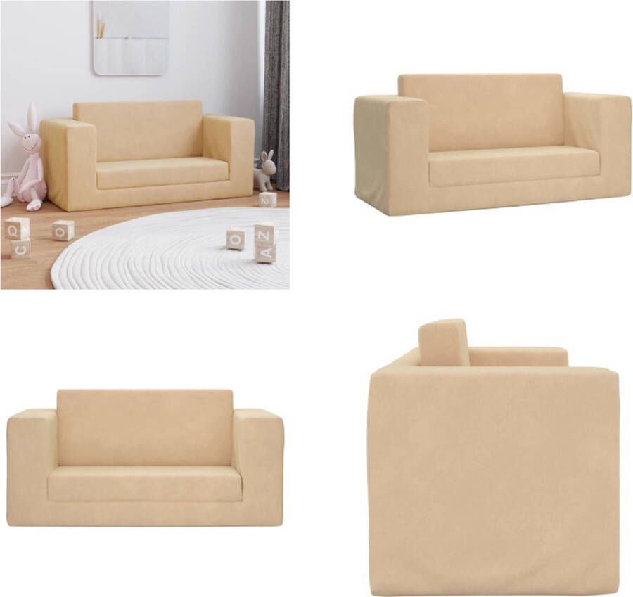 VidaXL Kinderbank 2-zits zacht pluche crèmekleurig Kinderbank Kinderbanken Kinder Bank Kinderbankje