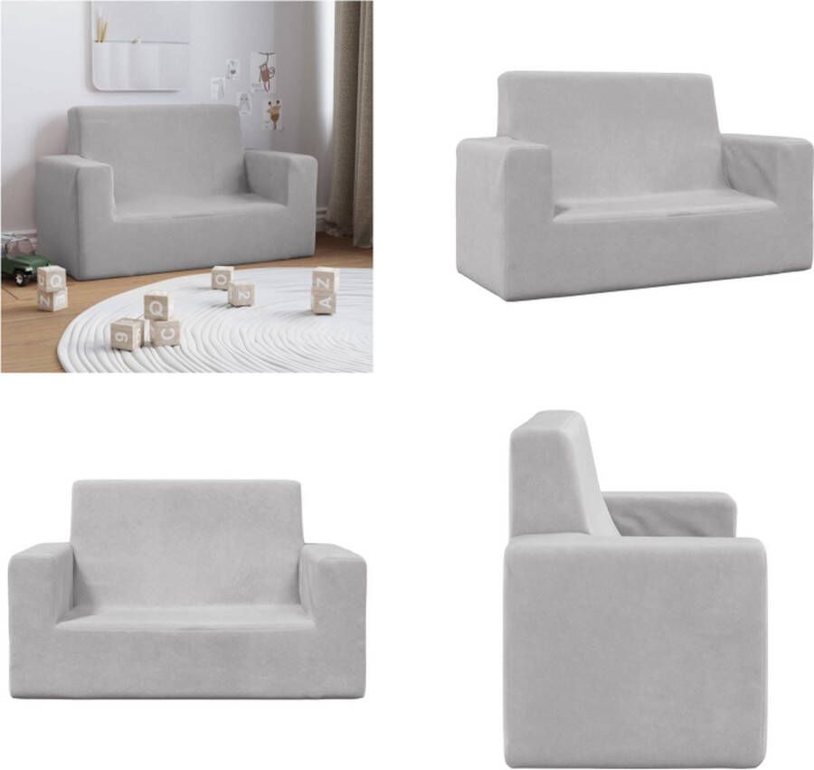 VidaXL Kinderbank 2-zits zacht pluche lichtgrijs Kinderbank Kinderbanken Kinder Bank Kinderbankje