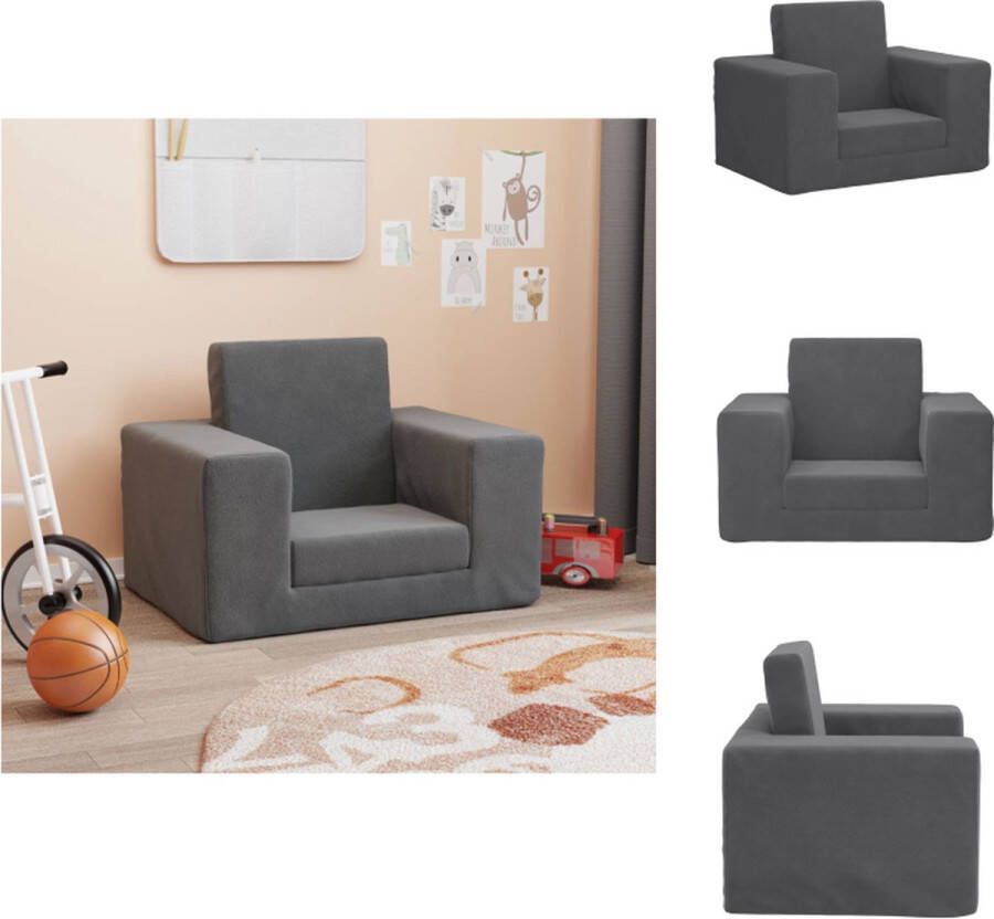 VidaXL Kinderbank Kinderbanken Kinder Bank Kinderbankje Kinderslaapbank zacht pluche antracietkleurig