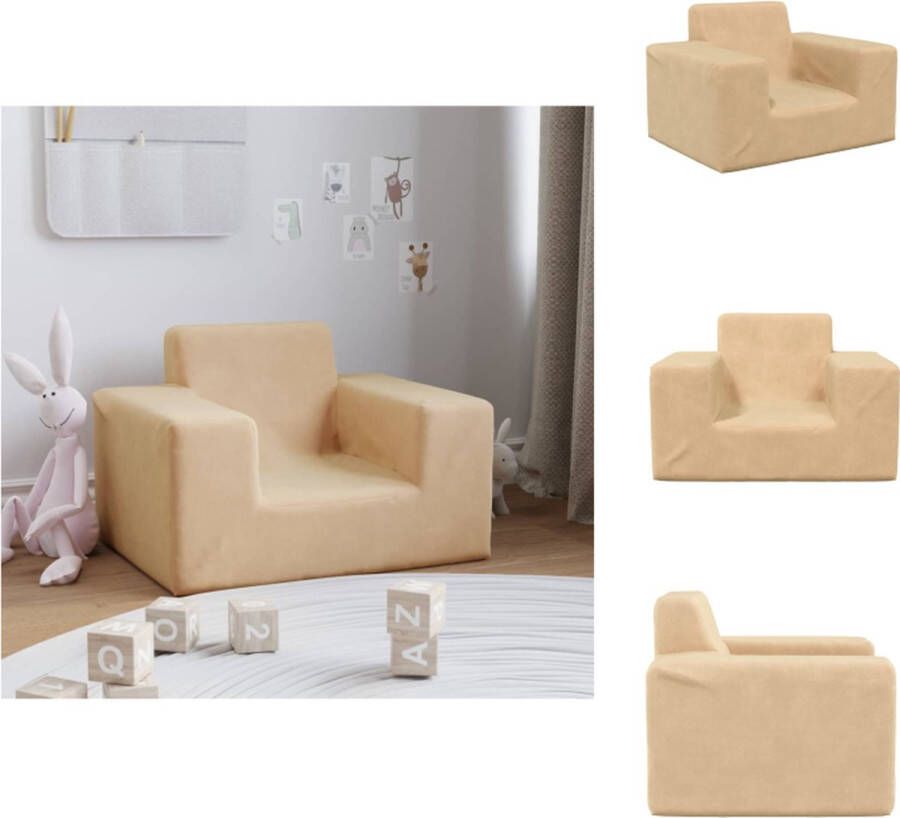 VidaXL Kinderbank Kinderbanken Kinder Bank Kinderbankje Kinderbank zacht pluche crèmekleurig - Foto 2
