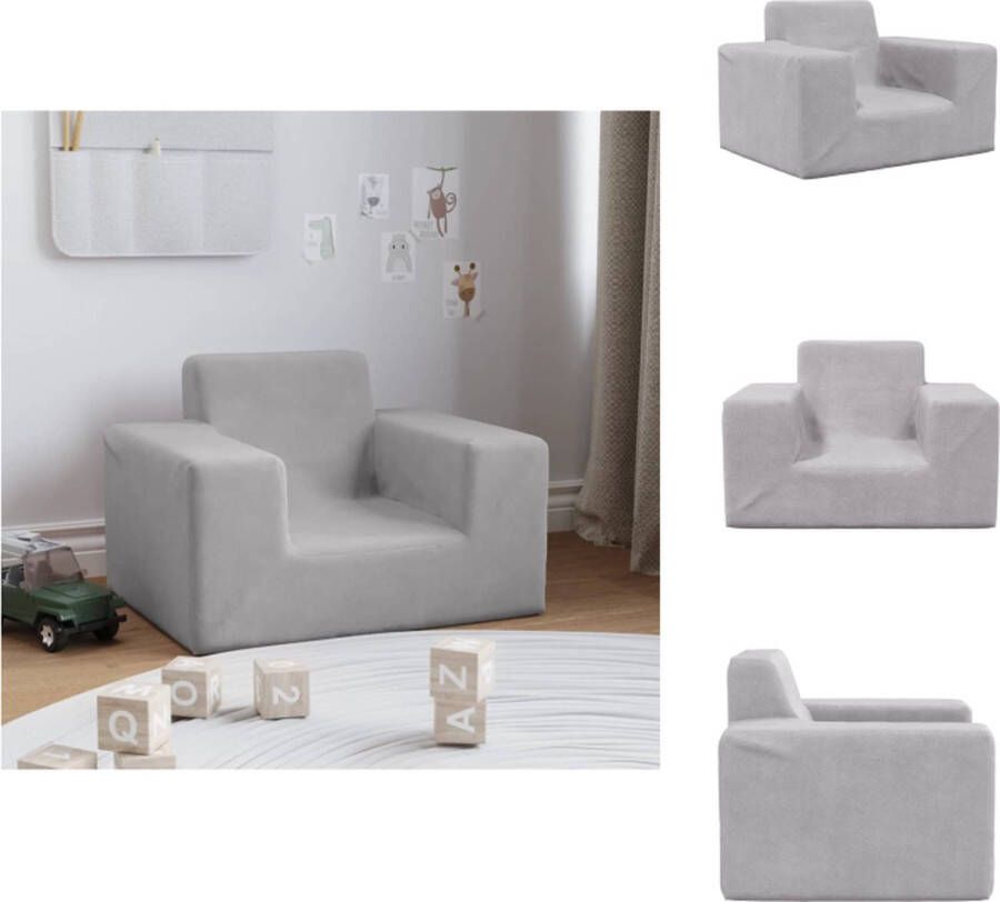 VidaXL Kinderbank Kinderbanken Kinder Bank Kinderbankje Kinderbank zacht pluche lichtgrijs