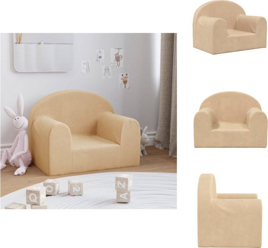 VidaXL Kinderbank Pluche 52x35x40 cm Crème Bank