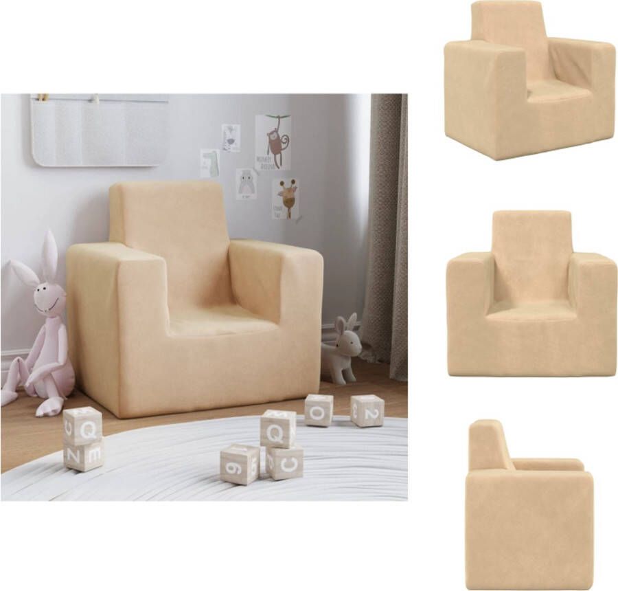 VidaXL Kinderbank Kinderbanken Kinder Bank Kinderbankje Kinderbank zacht pluche crèmekleurig